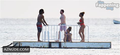 Fleur East Sexy Showing Off Her Amazing Body In A Hot Blue Bikini At The Beach With Her Friends