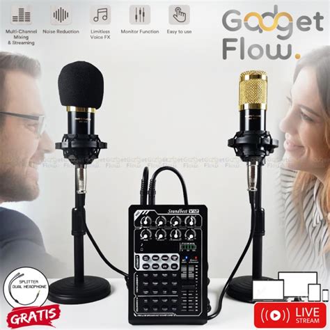 Jual Paket Podcast Orang Mic Bm Mixer V Soundcard Dual Channel