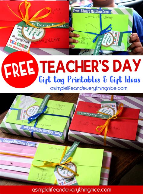 Free Teacher's Day Gift Tags and Gift Ideas - A Simple Life and Everything Nice