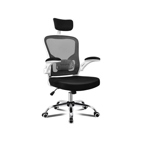 Alfordson Mesh Office Chair Flip Up Armrests Black And White Bunnings