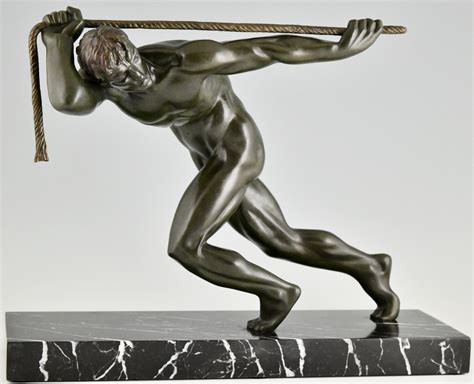 Maurice Guiraud Riviere Art Deco Sculpture Of Male Nude Athlete With