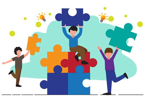 Business Idea Team Parable People Connect Puzzle Elements Flat Vector