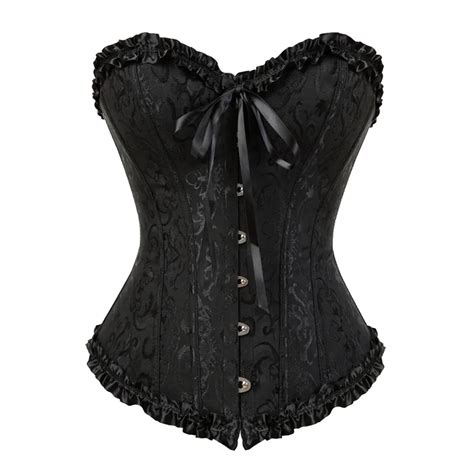 Corset Top Sexy Lace Plus Size Erotic Zip Floral Women Bustier Corset Overbust Lingerie Brocade
