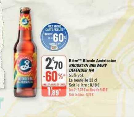 Promo Bi Re Blonde Am Ricaine Brooklyn Brewery Defender Ipa Chez G Icatalogue Fr