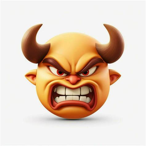 Angry Face With Horns Emoji On White Background High Quali 30682924