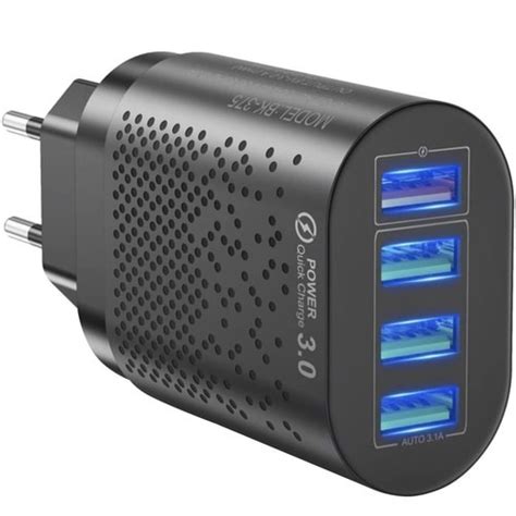 Зарядно устройство с 4 USB порта за бързо зареждане и множество защити ...