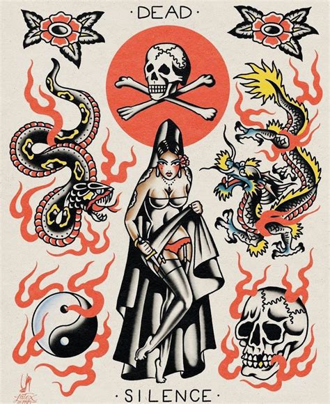 Pin By Nicdeville 🔥💀☠️🏴‍☠️ On Inks Traditional Tattoo Flash Art