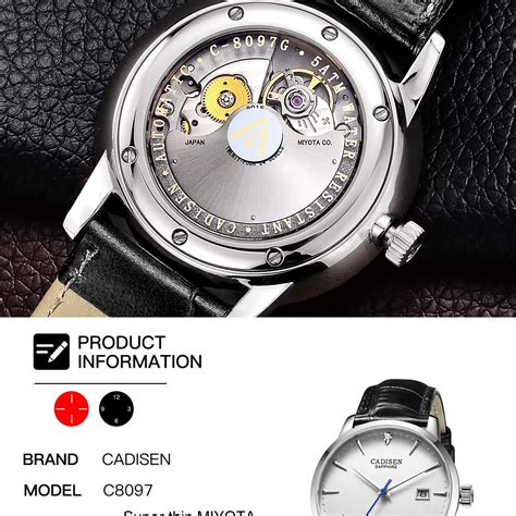 CADISEN Men Watches Automatic Mechanical Wrist Watch MIYOTA 9015 Top