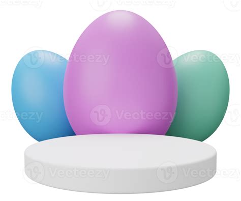 Easter Egg Podium Pedestal 3d Render Illustration Happy Easter