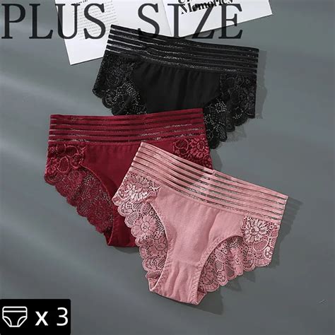 Pcs Floral Lace Panties Plus Size Women Underwear Transparent Sexy Lingerie Seamless Pantys