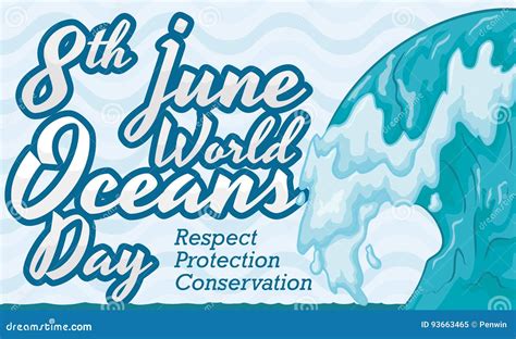 Impressive Wave Design For World Oceans Day Celebration Vector