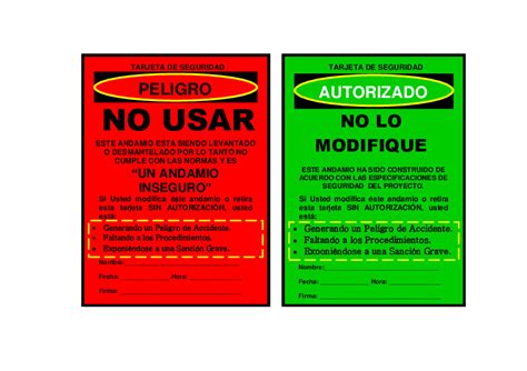 Tarjetas Andamios Verdes Y Rojas Pdfcoffee