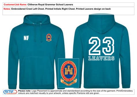 Clitheroe Royal Grammar School Leavers Hoodies Actifwear Shop