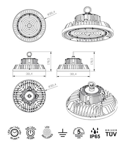 Campana industrial negra 200W 120º luz neutra URANO LED