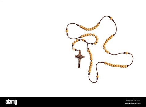 Catholic Rosary Holy Necklace On White Background Stock Photo Alamy