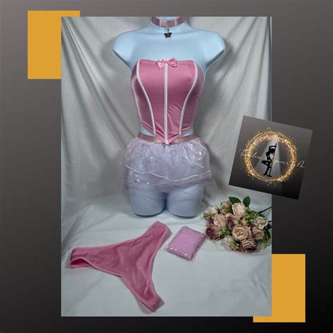 Sexy Pink Garter Lingerie Set With Stockings Etsy