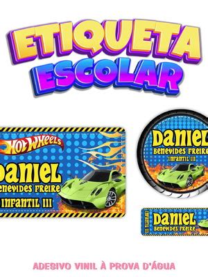 Kit Etiqueta Escolar Em Vinil Hot Wheels Elo