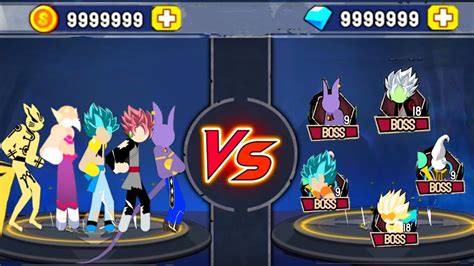 Stickman Warriors Story Mode Beerus Goku Black Vegito Vs Gogeta