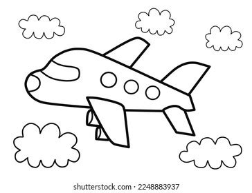 airplane coloring page kidspainting kids childrens stock illustration