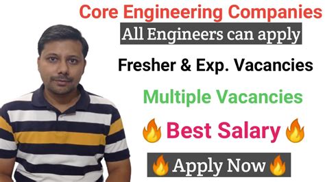 Core Engineering Companies Hiring For Fresher Exp Engineers I All