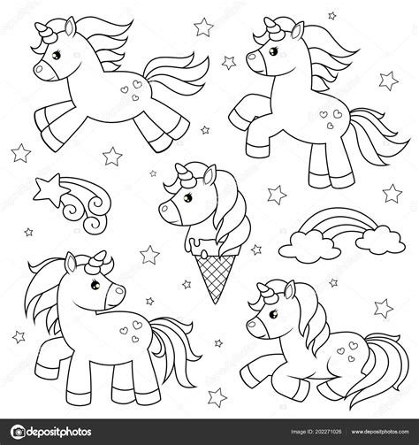 Dibujos Kawaii De Unicornios En Blanco Y Negro Los Unicornios Kawaii