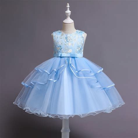 Meichang Flower Girl Dresses Floral Embroidery Crew Neck Sleeveless