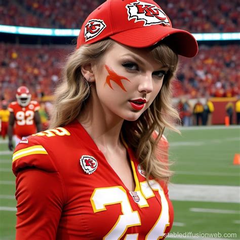 Taylor Swift's Chiefs Game Body Art | Stable Diffusion Online