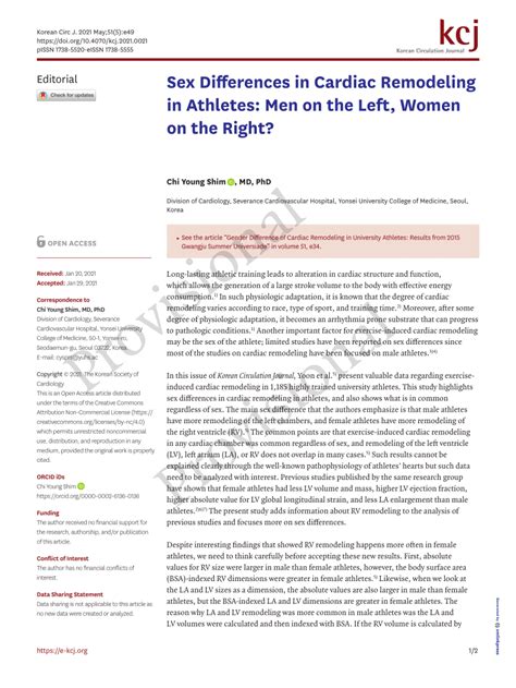 Pdf Sex Differences In Cardiac Remodeling In Athletes Men On The Left Women On The Right