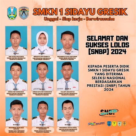 selamat  sukses lolos snbp  smkn  sidayu