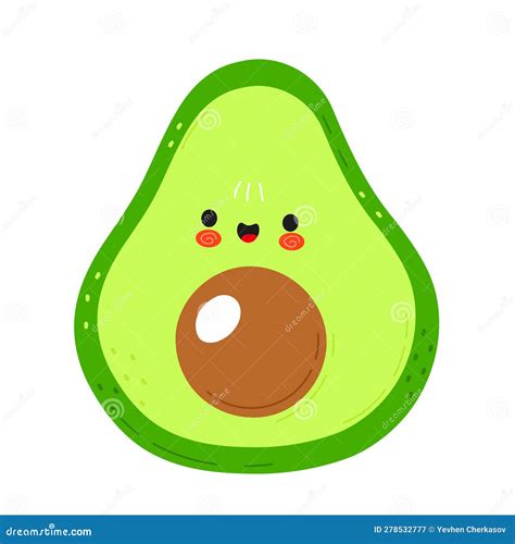 Cute Funny Avocado Character Vector Hand Drawn Cartoon Kawaii