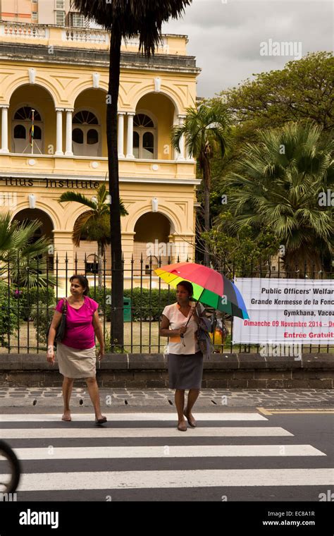 Mauritius Port Louis Women Crossing Road On Zebra Crossing Outside