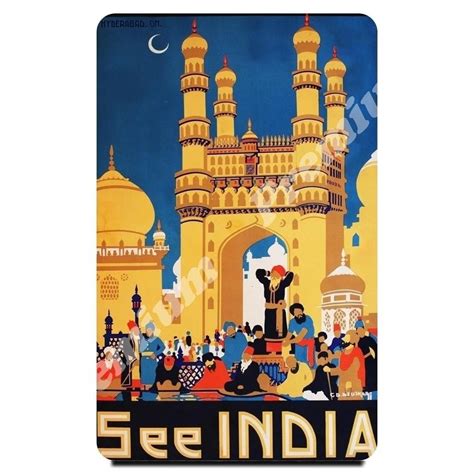 Индия Сувенирный магнит Винтажный плакат | Vintage travel posters ...