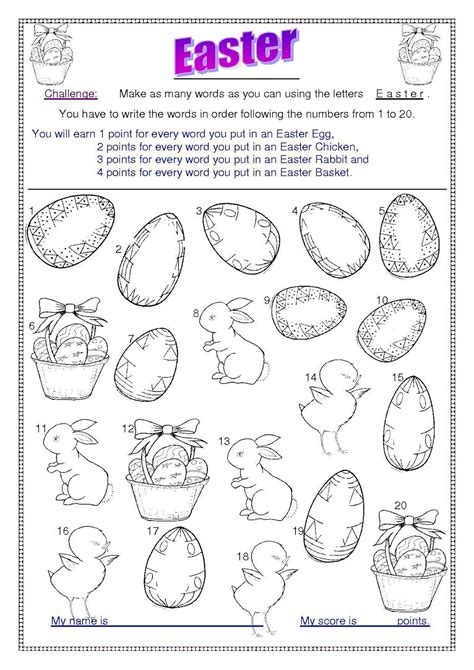 Free Printable Easter Pages For Rd Grade