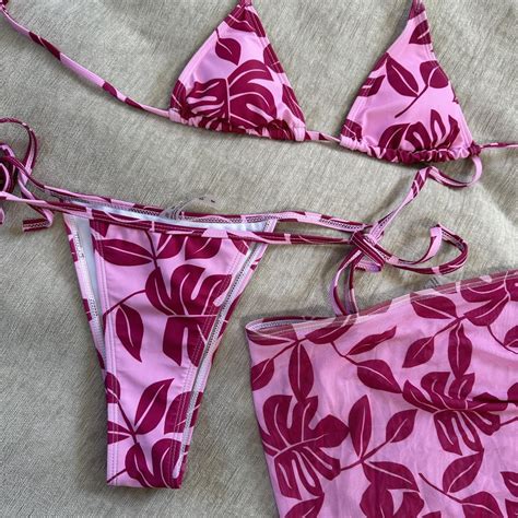 Piece String Bikini Set Pink String Bikini Set Depop