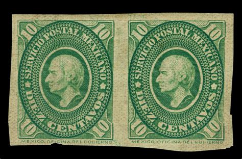 Mexico Hidalgo C Green Imperforated Pair Sc A Mint Mh