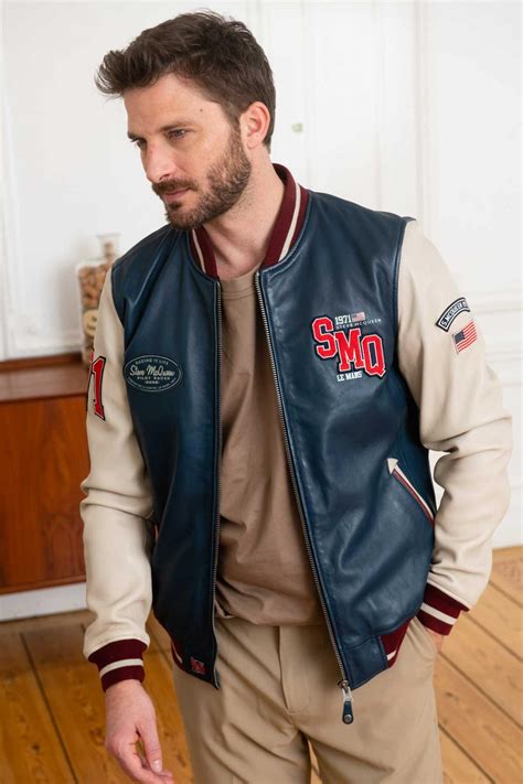 Blouson Homme Steve Mcqueen Cooler King Steve Mcqueen Royal Blue Cuir