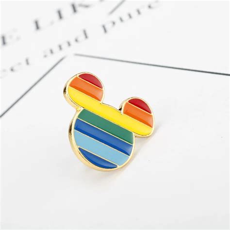 Wholesale Mickey Mouse Rainbow Gay Pride Enamel Pins Pieces Queerks