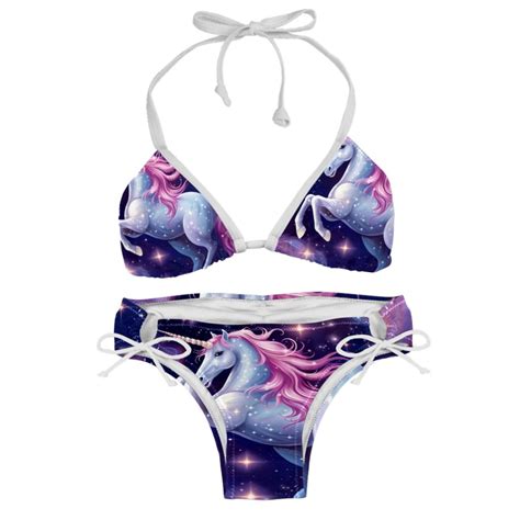 Starry Unicorn Detachable Sponge Adjustable Strap Bikini Set Two Pack Swim Suit Beach Pool