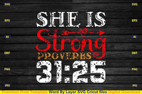 She Is Strong Proverbs 3125 Svg Graphic By CraftStore24 Creative Fabrica