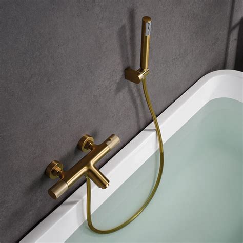 Robinet Douche Et Baignoire Thermostatique Avec Pommeau De Douche Or