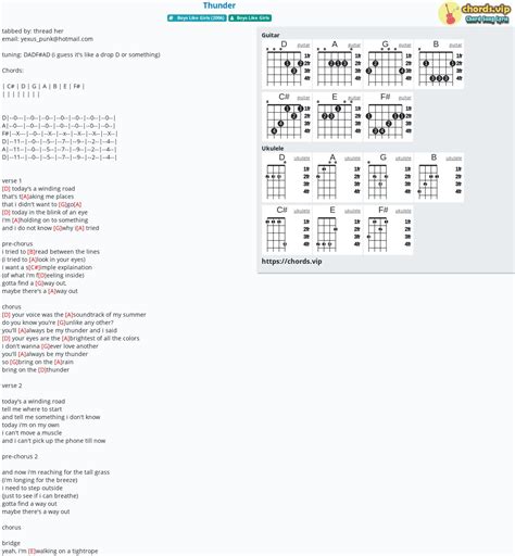 Chord: Thunder - tab, song lyric, sheet, guitar, ukulele | chords.vip