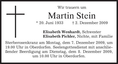 Traueranzeigen Von Martin Stein Trauer Merkur De