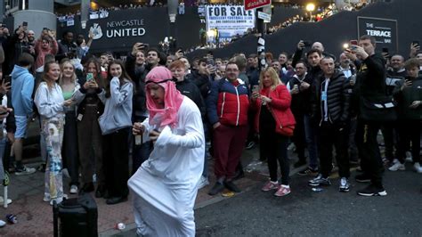 Newcastle United soccer fans celebrate club's Saudi-led takeover