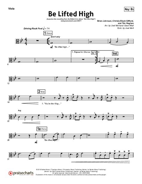 Be Lifted High Viola Sheet Music Pdf Bethel Music Praisecharts