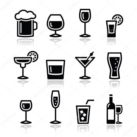 Drink Alcohol Beverage Icons Set — Stock Vector © Redkoala 15885435