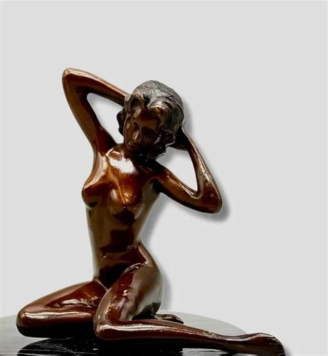 ART DECO BRONZE Figure Nude Sculpture Naked Figurine Statue Female 208 72 PicClick UK