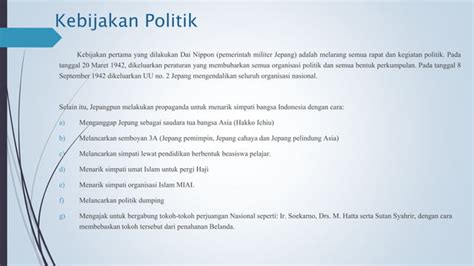 Kebijakan Politik Ekonomi Pada Masa Pendudukan Jepang PPT