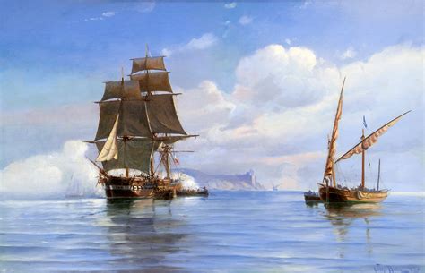 Картина "Морской пейзаж с кораблями и шлюпками" - Smartcollection