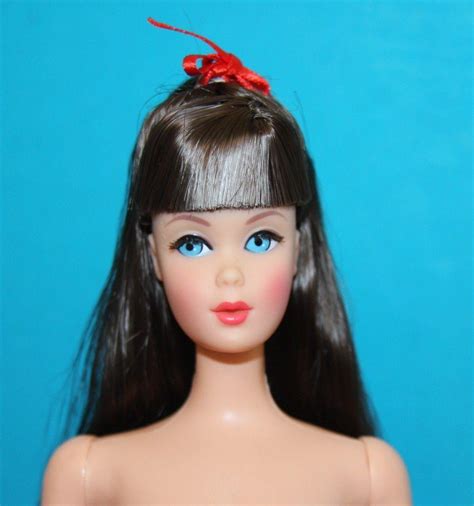 Vintage Barbie Reproduction Nude Doll Long Brunette Twist N Turn Tnt W Stand