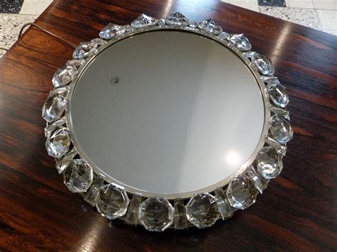 Illuminated Round Crystal Mirror from Palwa, 1950s for sale at Pamono